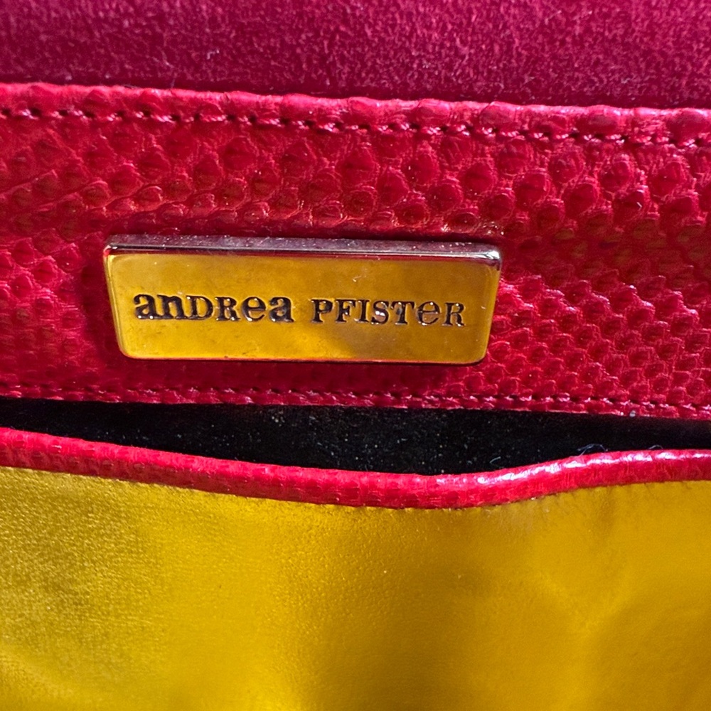 Andrea Pfister Vintage Red Leather and Purple Suede Purse - Picture 3 of 17